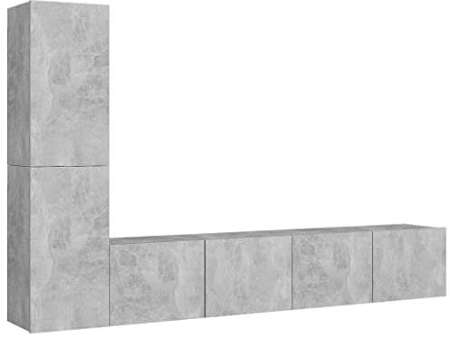 vidaXL 4-TLG. TV-Schrank-Set Betongrau Holzwerkstoff