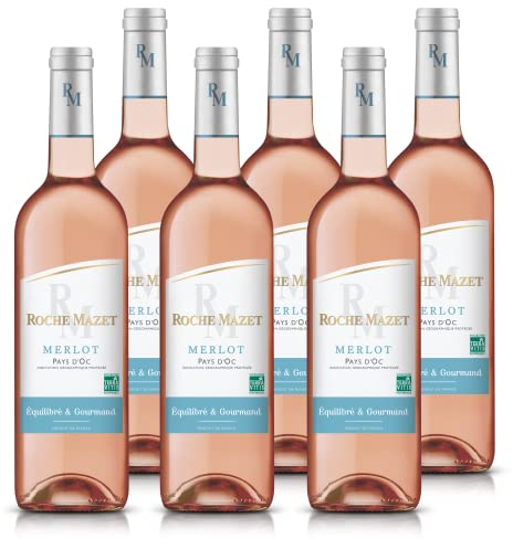 Roche Mazet – Merlot – Vin Rosé – IGP Pays d’Oc - Terra Vitis - Lot de 6 bouteilles x 75 cl