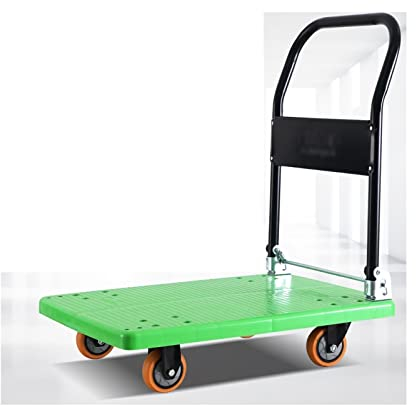 Liudan Plattformwagen Plattformwagen, faltete Lightweight-Push-Wagen mit 4 Rädern und Metallgriff für die stille Bewegungsbibliothek Büro Home Hohe Tragfähigkeit Transportwagen (Size : 90 * 60-770lb)