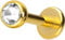 PIERCINGLINE Chirurgenstahl Labret Stecker KRISTALL Piercing Lippe Ohr Nase Goldfarben 2,5 x 1,2 x 8 mm