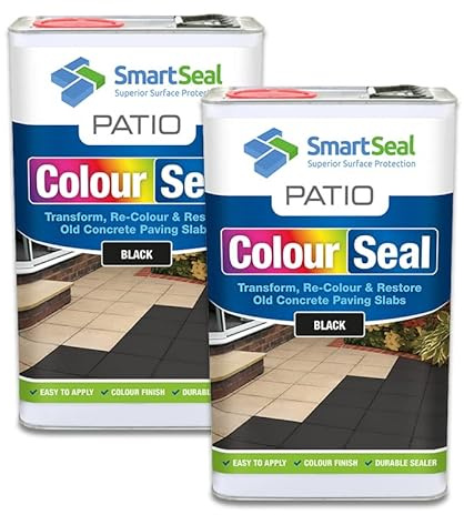 SmartSeal Patio ColourSeal - Black, 2 x 5L - Superior Patio Paint to Colour & Restore Old Concrete Paving Slabs. Easy to Apply Outdoor Floor Paint & Sealer for Concrete Paving & Flagstones