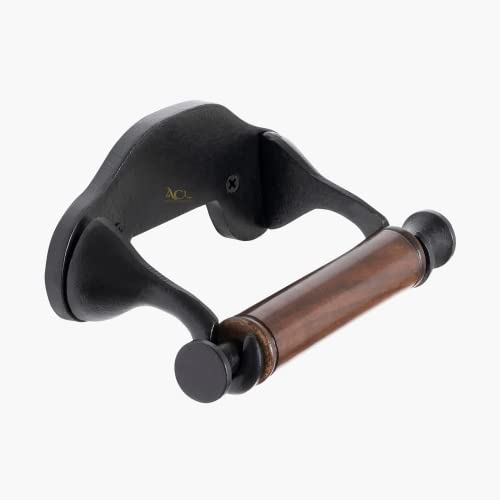 ACL Toilet Roll Holder Wall Mounted – Cast Iron Matte Black Toilet Paper Holder for Bathroom - Novelty Toilet Roll Holder with Included Hardware