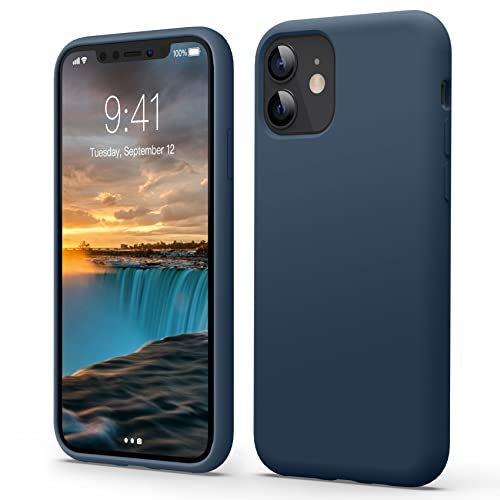 Flyzoo Liquid Silicone Case for iPhone 11 (6.1), [Scratch-Resistant, Anti-Fingerprint, Shockproof] Ultra Slim Protective Phone Case, 4-Layer Cover with Microfiber Lining, Silky-Soft Touch, Dark Blue