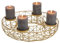 matches21 Adventskranz für 4 Stumpenkerzen Weihnachtskranz mit Korb Advent Weihnachten Gold Metall 1 STK Ø 40x8 cm