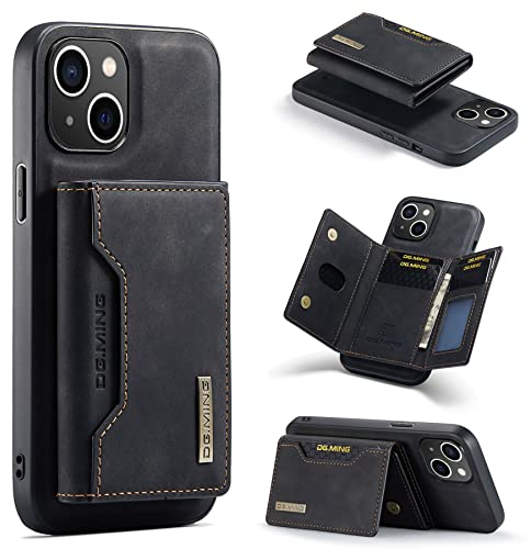 ZCDAYE Hülle für iPhone 14 Pro mit Kartenhalter, Hochwertig Leder iPhone 14 Pro Handyhülle Handytasche Stabil Schutzhülle Case iPhone 14 (6.1 inches), Schwarz