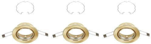 BRILONER - 3er Set Einbaustrahler Rahmen, inklusiv GU10 Fassung, schwenkbar, Lochmaß 68mm, IP23, 230V, Einbaurahmen, Einbauspots, Deckenspots, Spots, 86x65mm (DxH), Goldfarbig