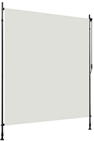 WIFESE Estor para exteriores, 200 x 270 cm, color crema, sin agujeros, toldo de pared lateral, para exteriores, protección visual, terraza, manivela, balcón, terraza, porche o pérgola