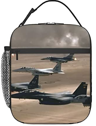 TOPUNY War Plane Printing Reusable Insulated Lunch Bag, Portable Lunch Box, Portable Cooler Bag