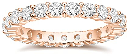 Titaniumcentral 3mm Damen Eternity Ring Silber 925 Zirkonia Volle Ewigkeitsringe Vorsteckring Schmal Verlobungsringe Eheringe Trauringe Memoire Ringe (Rosegold, 60 (19.1))