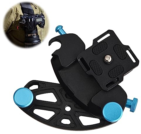 Cozlly Clip Fotocamera de Zaino, Clip da Cintura per Fotocamera, Supporto sulla Tracolla o sulla Cintura, Piastra a Sgancio rapido per Fotocamera, Compatibile con GoPro Action Cam/DSLR/Sony/Canon