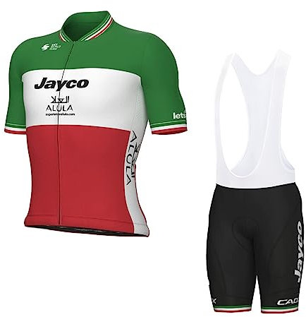SGCIKER 2023 Herren Pro team Italia Championship Radtrikot Set, Kurzarm Fahrrad bekleidung Lätzchen Kurzsets Gel Pad（M