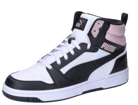PUMA Unisex Rebound V6 Sneaker, White Black-Mauve Mist, 45 EU