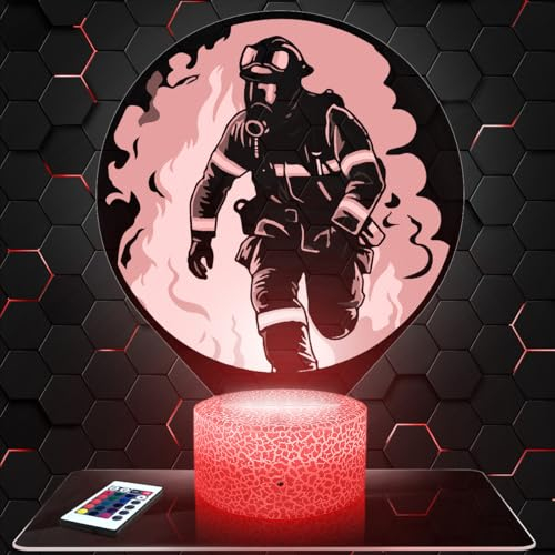 Nachttischlampe Feuerwehrmannsymbol Feuerwehrmann, Geschenkidee Dekoration Feuerwehr Lampe Schreibtischlampe Wohnzimmer Idee Weihnachten für Feuerwehrmannsymbol Feuerwehrmann-Fans. TOP