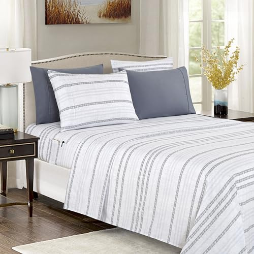 Elegant Comfort Softest and Coziest 6-Piece Sheet Set - 1500 Premium Hotel Quality Microfiber - Deep Pocket, Wrinkle Resistant 6-Piece Floral Bed Sheet Set, California King, Traci Gray