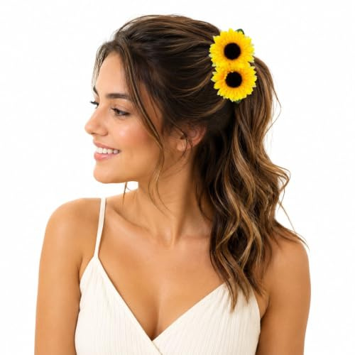 Sonnenblumen Haarspange für Damen | Blumen Haarschmuck für Party, Fasching, Karneval, Sommerfest & Mottoparty