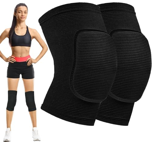 1 Paio ginocchiere pallavolo,Ginocchiere Pallavolo per Junior e Adulti, Morbido Elastico Ginocchiere Danza,ginocchiere morbide,ginocchiera sportiva per MTB Basket Pallamano Yoga Allenamento-Nero(L)