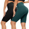 CAMPSNAIL 2er Pack Radlerhosen Damen High Waist Kurze Sporthose Sport Short Leggings Sommer Elastisch Blickdicht Schwarz&Dunkelgrün, XXL