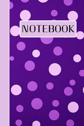 Unruled unlined notebook, blank plain notebook no lines, white paper, for writing, for work, 6x9, page numbering record, notes in school, university, ... student.: Polka dots on a purple background