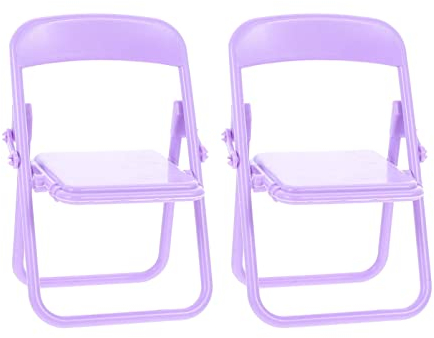 HEMOTON 2St Puppenstubenstuhl Schreibtischhalter Stand Spielset für Kinder Modelle deko Miniatur-Stuhlmodell aus Kunststoff winziges Stuhlspielzeug Falten kleine Möbel Mini-Stuhl schmücken