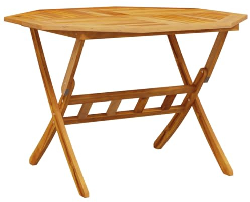 vidaXL Gartentisch, Terrassentisch Klappbar, Esstisch Holztisch Latten-Design, Gartenmöbel Klapptisch, Ø110x75cm Massivholz Akazie