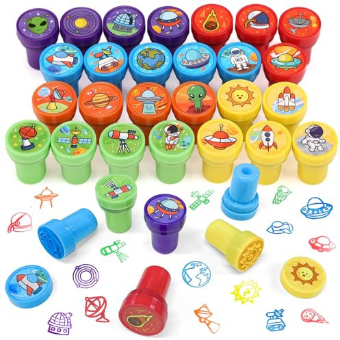 Kesote Stempel Kinder 26 Stempelset Weltraum Mitgebsel Kindergeburtstag Geschenk Einschulung Stamp Schultüte zu Füllung