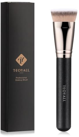 TEOYALL Pinceau à poils synthétiques doux et denses pour sculpter les contours, estomper, estomper les contours, pour crème liquide, poudre bronzante