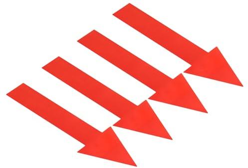 PATIKIL 4 Hojas Pegatina de Flecha, 30x9cm（L*A) Flecha Adhesiva Etiqueta PVC Codificación Cartel Calcomanía Multiuso Señalización Direccional para Suelo Pared Dirección Caja, Rojo