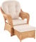Krines Home Rattan Sessel Palm Rattanmöbel Lounge Wohnzimmersessel mit Polster Wintergarten (Honig, Sessel mit Hocker)