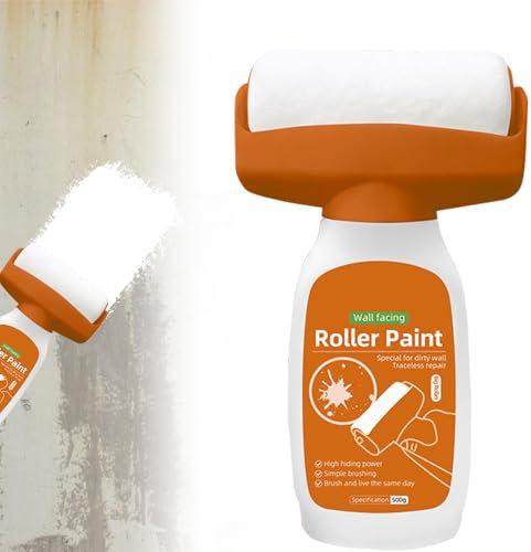 XPJBKC Rodillo de Pintura para Reparar Paredes, 500g Pintura de Reparación de Paredes, Roller Paint White, Reparación de Paredes Blanca para Graffiti, Arañazos, Manchas, Grietas, Arañazos en la Pared