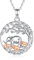 INFUSEU Elefantenmutter Halskette, Familie Kette Tier Anhänger 925 Sterling Silber Elefantenmama mit Drei Kinder Mutter Und Tochter Mode Schmuck Muttertags Geschenk für Oma Tante