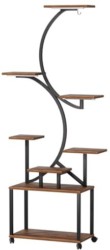 Worparsen Plant Stand Indoor with 3 Grow Lights, 8 Tiered Indoor Plant Shelf, 155CM Tall Plant Stand for Plants Multiple, Metal Plant Flower Holder Stand,Plant Rack for Home, Patio