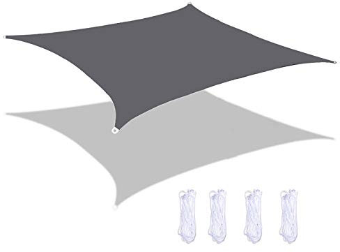 Toldo impermeable gris de 4 x 6 m para piscinas al aire libre y patio de jardín, 95 % de protección UV, toldo de vela impermeable