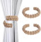 Lollanda 2Pcs Rustic Curtain Tiebacks, Cotton Rope Curtain Tiebacks, Braided Tie Backs for Curtain, Rope Curtain Buckle Holder for Home Hotel Office Boho Curtain Tieback (Hemp rope, 2)