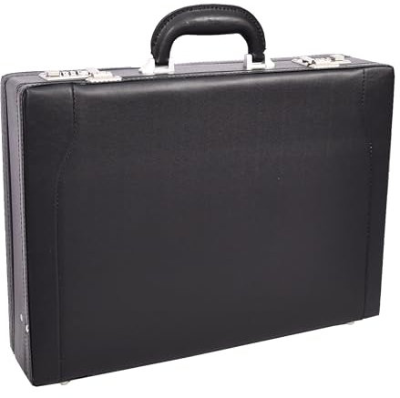 Classic Attache Case Leather Look Expandable Briefcase Document Bag Black Bulga