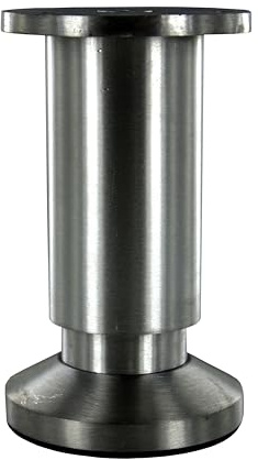 Cime - Möbelfuß, zylindrische Form, passt zu jeder Art von Dekor. Fuß 38 mm. Anschraubplatte D58 mm, Höhe 120 mm, Verstellbarer Zylinder. Aluminium vernickelt, satiniert, gebürstet. Tischfuß.