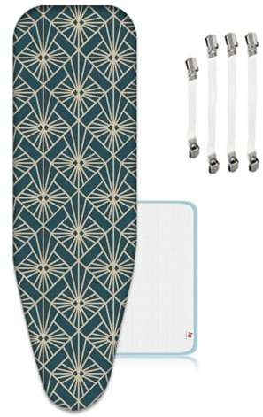 Extra Large Ironing Board Cover, 160x60cm Adjustable Ironing Board Cover, XXL with 4 Clips and 1 Anti-Iron Cloth