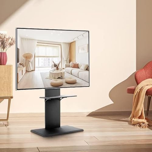 SaryEdge Universal TV Stand Swivel and Height Adjustable TV Mount Stand with Wood Base, Portable Floor TV Stand Holds - Mobile Stand, Floor TV Stand for 32-70 Inch TVs, Per(