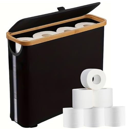 ZYNERY Toilet Roll Basket,Toilet Roll Basket Storage,Free Standing Toilet Paper Holder,Toilet Roll Stand,For Bathroom,Bedroom And Tissue Storage (Black)