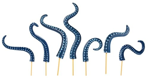 7pcs Octopus Tentacle Stakes, Glow in The Dark Decorative Plant Stakes Funny Garden Plant Decor for Indoor Outdoor Potted Decoration (Blue)