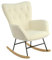 HaiYiZuhause Schaukelstuhl Sessel Relaxsessel Schaukelsessel Schwingstuhl, gepolstert, mit Holzkufen, für Wohnzimmer Schlafzimmer Balkon, Beige