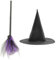 Milisten 1Set Scopa e Cappello Da Strega Per Halloween Costumi e Accessori Per Feste Tema Decorazioni Halloween Con Scopa Smontabile e Cappello