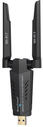 BrosTrend BE6500 Clé WiFi 7 Puissante, Clé USB WiFi pour PC Tri-Bande 6GHz / 5GHz / 2.4GHz, Longue Portée Antenne Wi-Fi PC Dongle, Clef sans Fil Adaptateur USB 3.0, Compatible avec Windows 11/10, WPA3