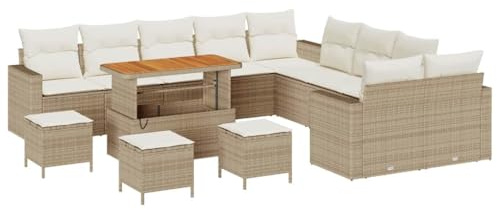 vidaXL Gartensofa-Set 18 STK. 11-Sitzanzahl Beige und Creme