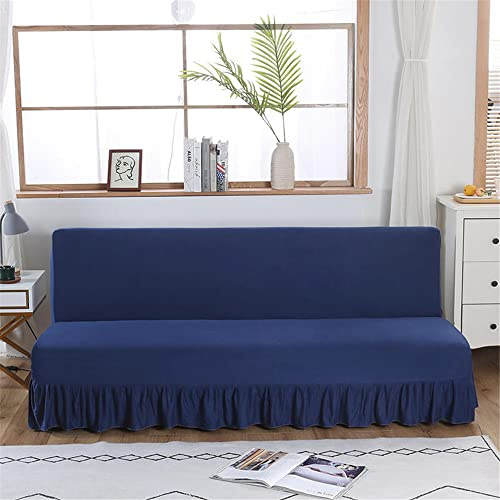 ABZDUNG Sofabezug ohne Armlehnen mit Rock 2/3-Sitzer Stretch-Schonbezüge Klappbare Schlafsofa-Bezüge Click Clack Universal-Anti-Rutsch-Bezug(Blu Scuro,120-140cm)