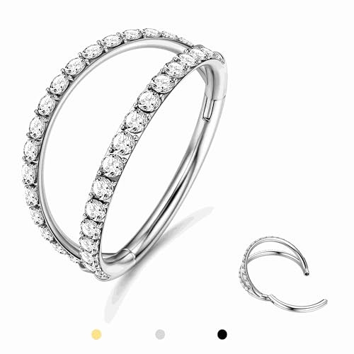 316L Edelstahl 16/18/20G Nasenpiercing Ring Nasenring Conch Helix Piercing | 1 pcs Schwarz Septum Clicker Rook Tragus Creolen Knorpel Ohrring Schmuck 8/10/12mm, 14K Gold Plated, Silber, Roségold