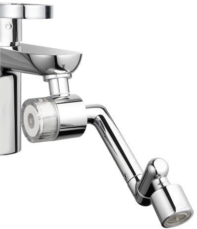 VANCOCO 1440 Grad Drehbarer Wasserhahn Aufsatz Verlängerung, Multifunktionaler Schwenkbarer Faucet Extender mit Reinigbarem Perlator und Filter, Universal Adapter für Küche und Bad
