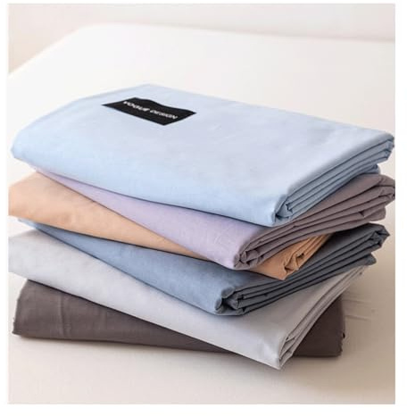 Bettlaken Betttuch Haustuch ohne Gummizug 120x230cm bis 230x270cm 100% Baumwoll Einzelbett Doppelbett ultraweiches Hotelqualität(Blue,120x230cm)