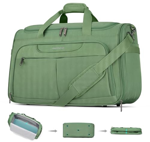 Hanke 36.5L Faltbare Reisetasche Leichte wasserdichte Handgepäck Tasche Sporttasche Damen Carry on Luggage Cabin Bag Gym Bag Travel Bag für Herren Damen, Waldgrün