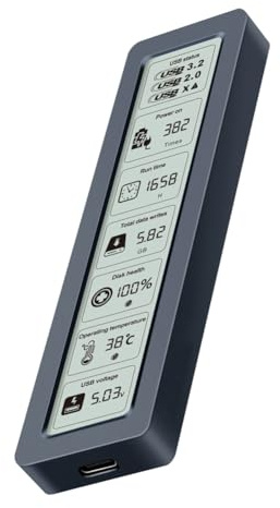 HuddleGlow Boîtier SSD M. 2 NVME/NGFF avec Écran D'Affichage Détection de Santé Numérique Intelligente USB3.2 Gen2 Type-C 10 Gbit/S