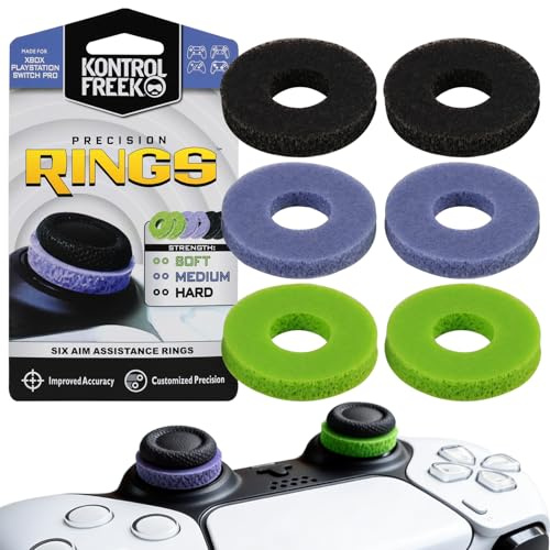 6 Pcs Precision Rings, Aim Assist Rings Controller Thumbstick Control for PS5 PS4 Xbox Series X S Xbox One Switch Pro Scuf Analog Stick Resistance FPS Gaming Accuracy Mixed Strength Soft Medium Hard